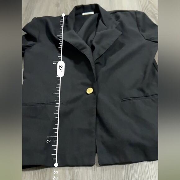 Vintage F. Shay Black Long Sleeve Double Lapel Single Button‎ Blazer Size 10 - Picture 9 of 9